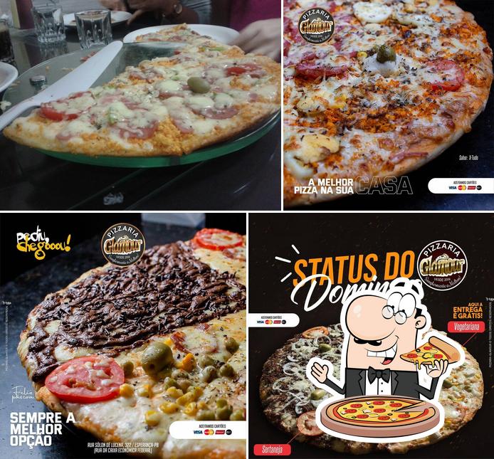 Escolha pizza no Pizzaria Glamour