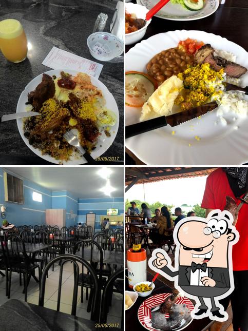 Confira a ilustração mostrando interior e comida no Churrascaria Boi na Brasa 2