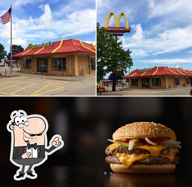 Among different things one can find exterior and burger at McDonald's