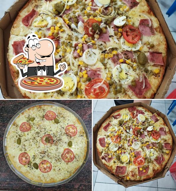 Escolha pizza no Pizzaria E Lanchonete Sensação