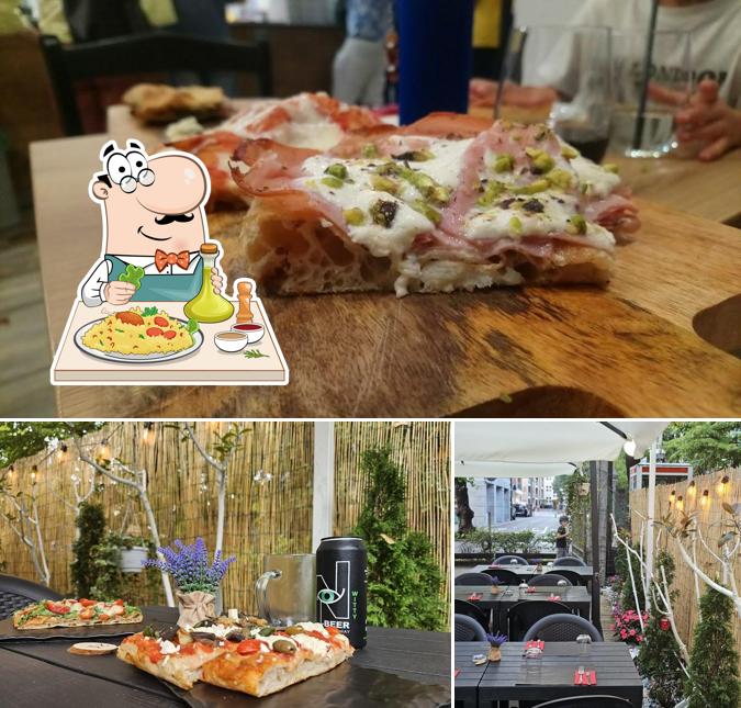 Снимок, на котором видны еда и внешнее оформление в Farm's Pizza