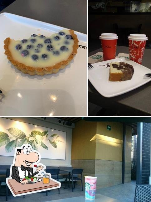 Это фотография, где изображены еда и внутреннее оформление в Starbucks Carraci DT