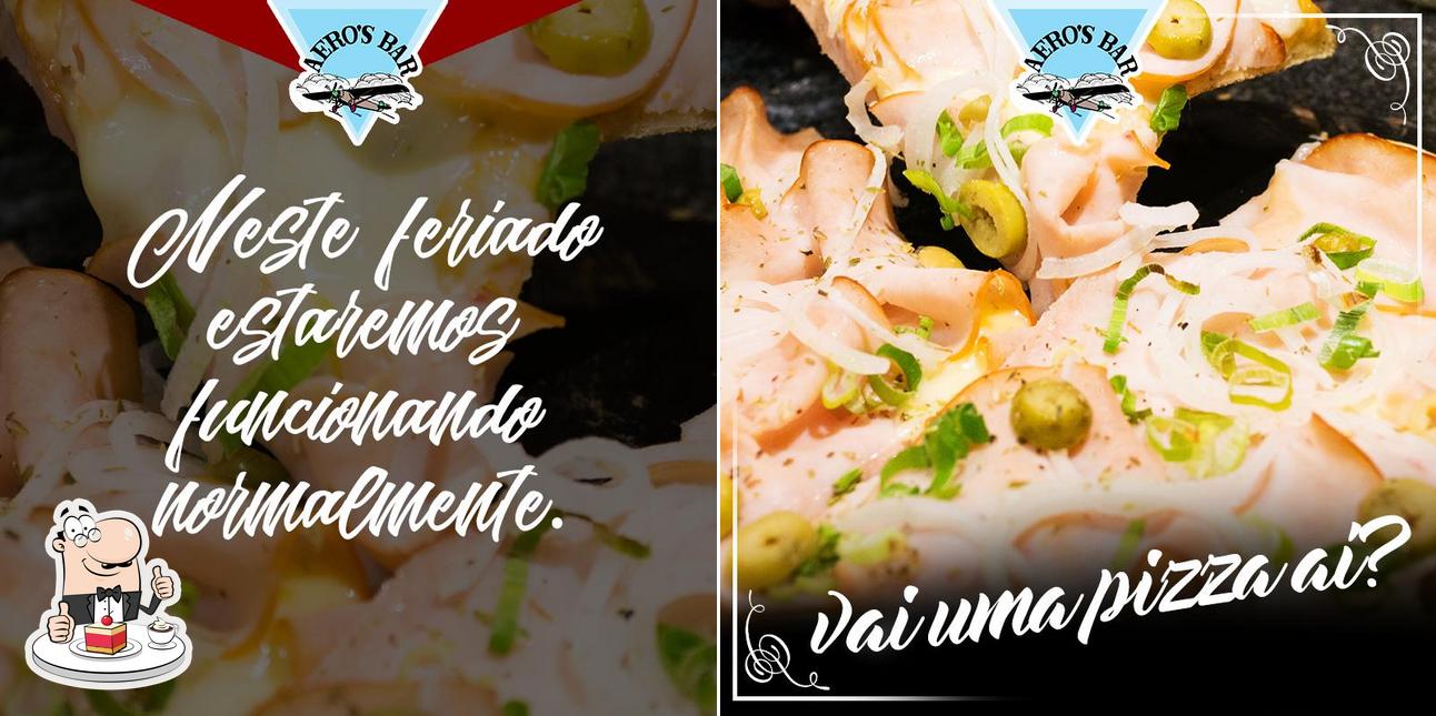 Aeros Bar Pizzaria e Vídeokê oferece uma variedade de sobremesas