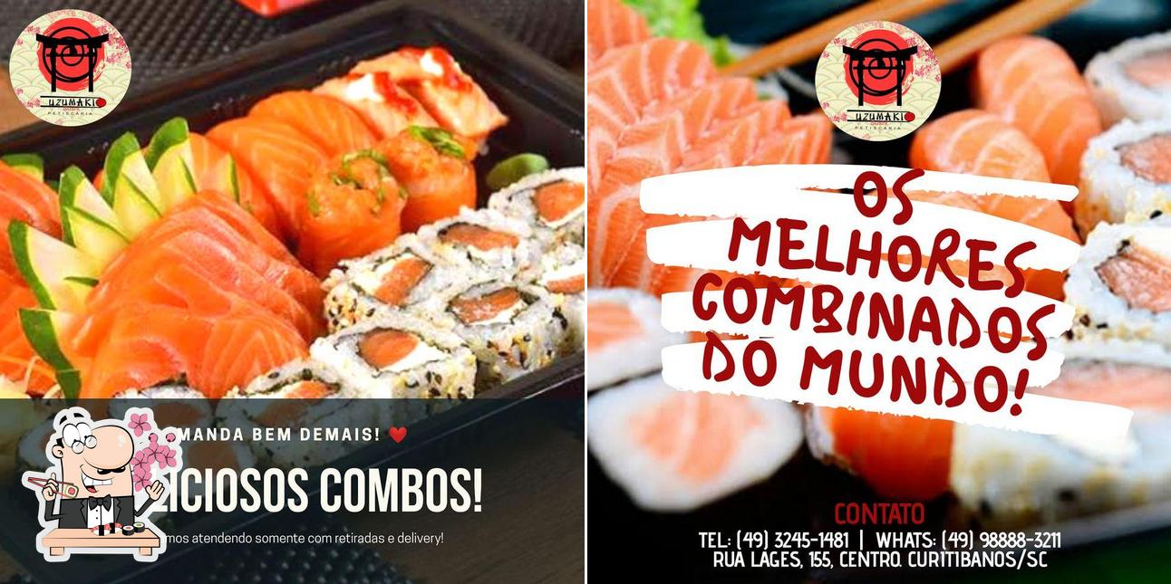 Rolos de sushi são oferecidos por Uzumaki Sushi Curitibanos