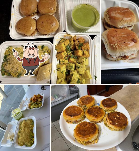 Platos en Shreeji Khaman and Vadapav