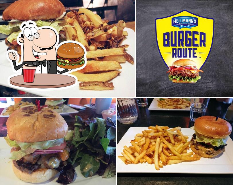Get a burger at To Dine for Eatery
