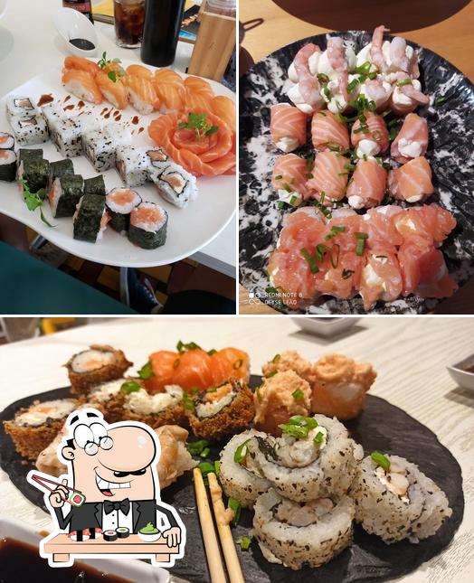 Escolha diferentes opções de sushi