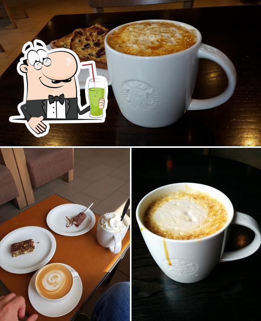 Enjoy a beverage at Starbucks Coffee