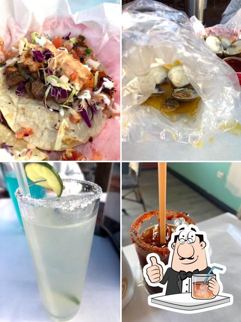 The picture of drink and food at G Shrimp Rosarito Beach