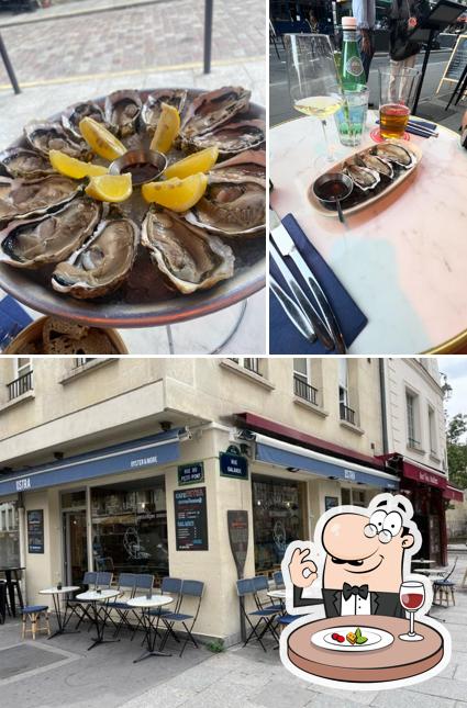 Parmi les différentes choses de la nourriture et la intérieur, une personne peut trouver sur Ostra Paris - Oyster bar à huîtres