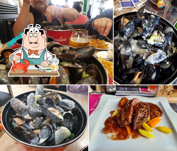 Prenez de nombreux plats à base de fruits de mer disponibles à Au Fief D'Auclin