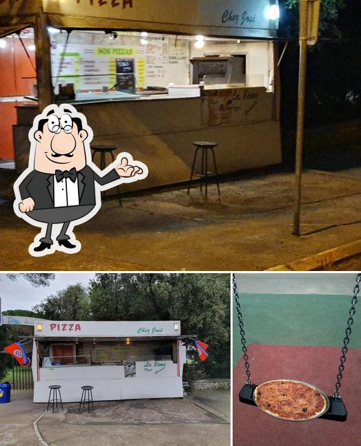 La photo de la intérieur et nourriture de Pizza Chez José’s