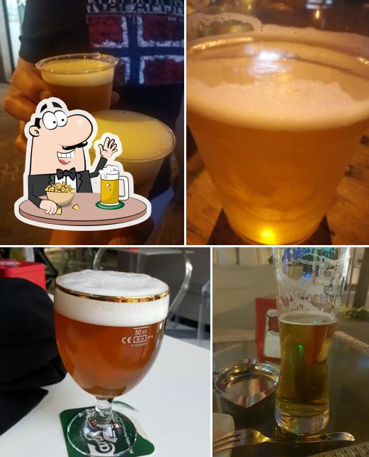 Puoi ordinare un rinfrescante bicchiere di birra chiara o scura