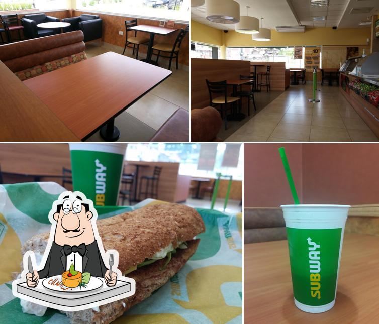 A foto da comida e interior no Subway