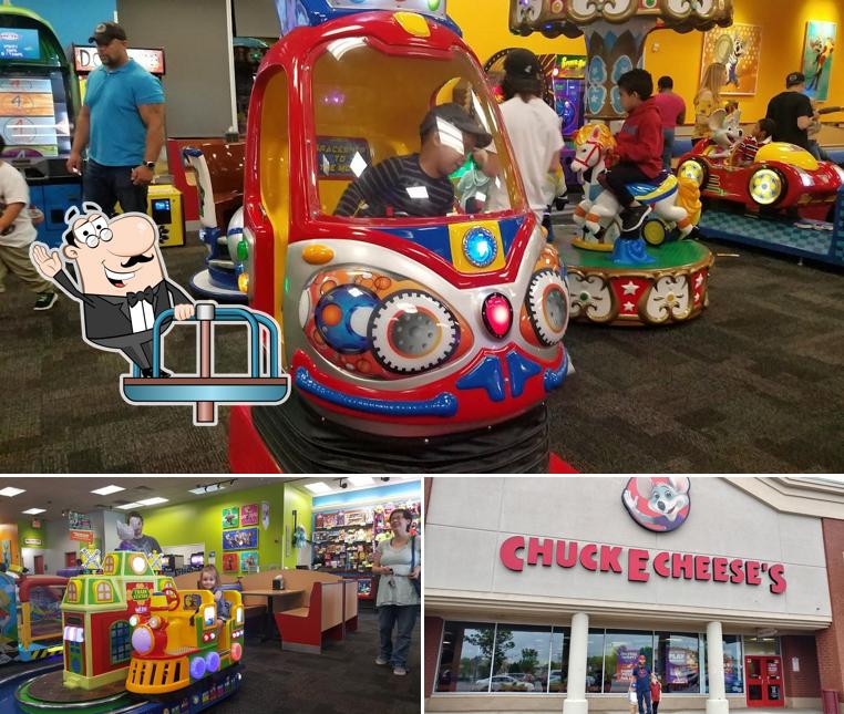 This is the picture displaying play area and exterior at Chuck E. Cheese
