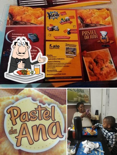 Dê uma olhada a ilustração apresentando comida e interior a Pastel Da Ana