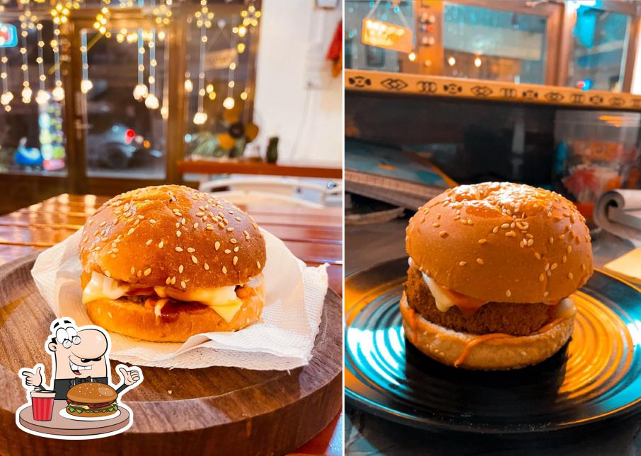 Treat yourself to a burger at Pizza House Cafe