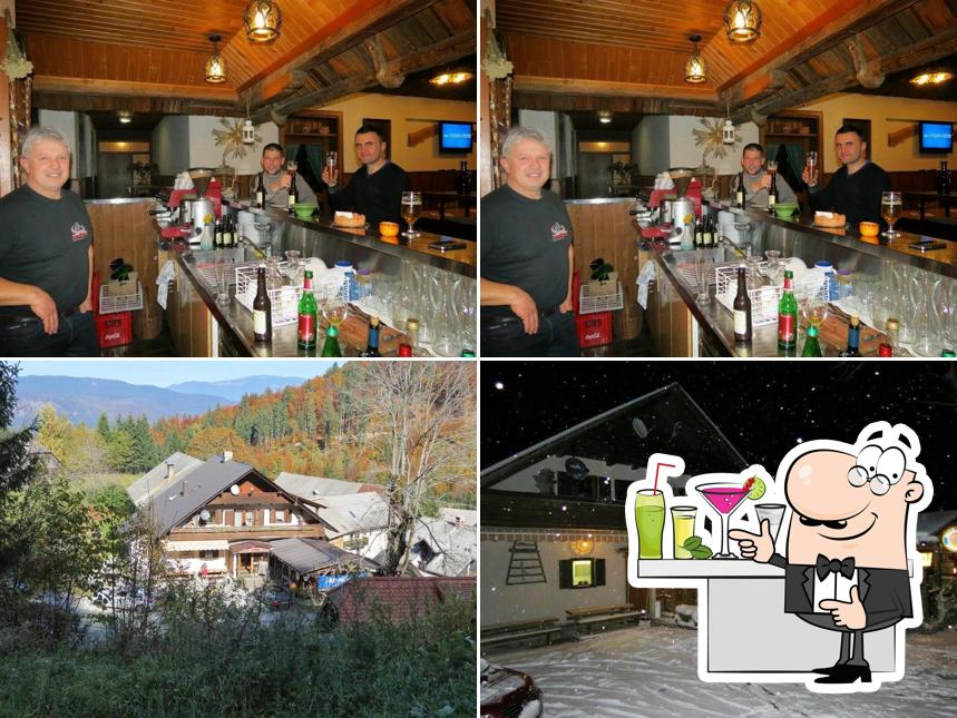 Voici l’image représentant la comptoir de bar et extérieur sur Turistična kmetija z nastanitvijo PR' ANŽKO