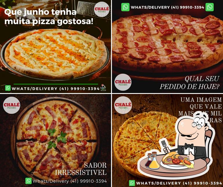 Escolha pizza no Chalé Pizzaria