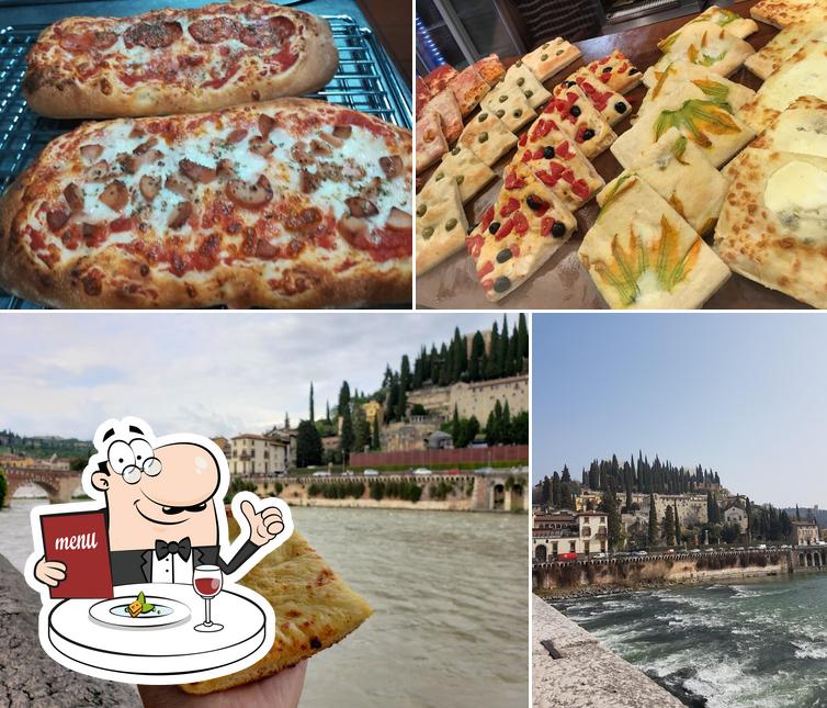 Tra le varie cose da Focacceria e pizza Ponte Pietra si possono trovare la cibo e esterno