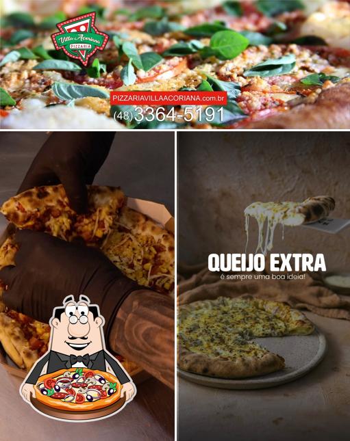 Escolha pizza no Pizzaria Villa Açoriana