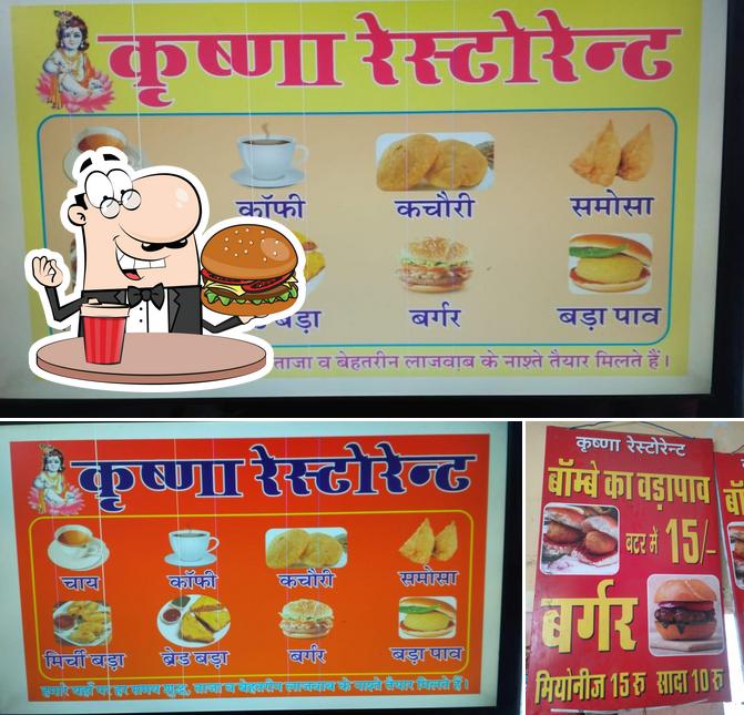 Get a burger at Krishna Restaurant