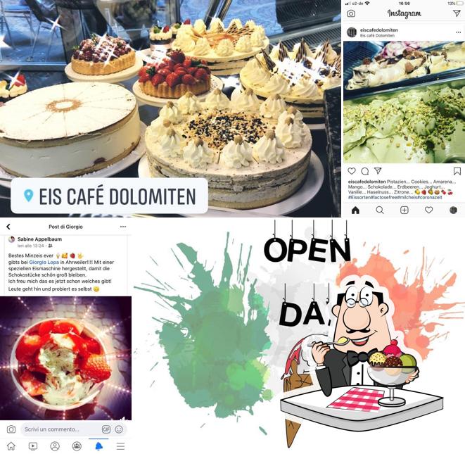 "Eiscafé Dolomiten - Mario Lopa" представляет гостям разнообразный выбор десертов