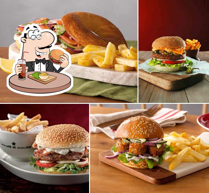 Get a burger at Mugg & Bean