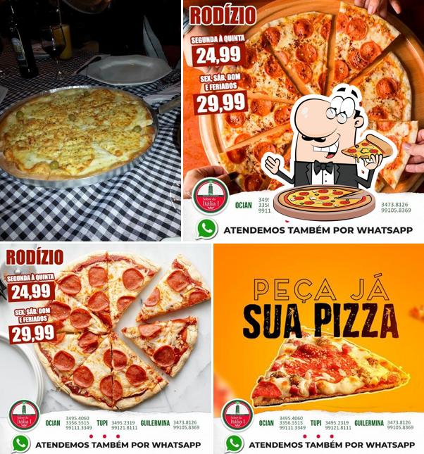 Escolha pizza no Pizzaria Sabor D´Itália