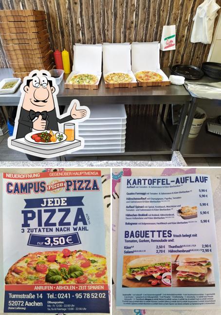 Voici l’image représentant la nourriture et intérieur sur Campus Pizza