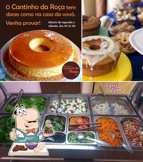 Restaurante Cantinho da Roça Café serve uma seleção de pratos doces