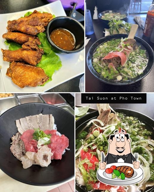 Meat meals are available at Pho Town