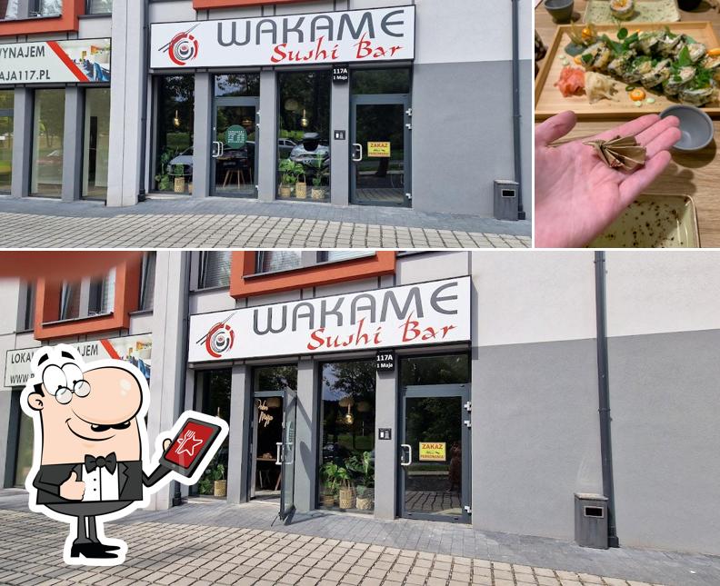 The image of Wakame Sushi Bar’s exterior and food