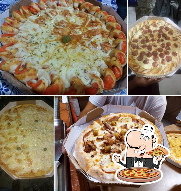 Escolha diferentes variedades de pizza