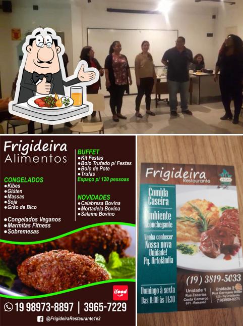 A ilustração da comida e interior no Frigideira Restaurante