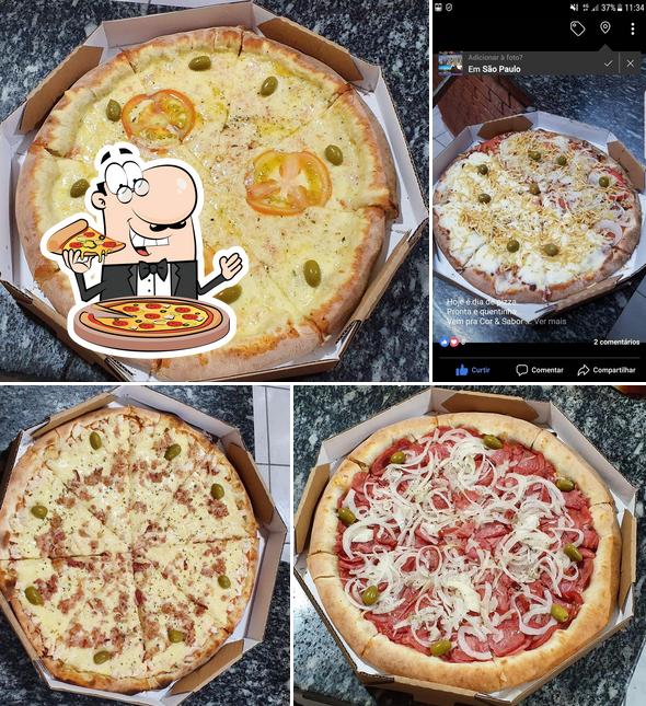 Escolha pizza no Pizzaria Cor & Sabor