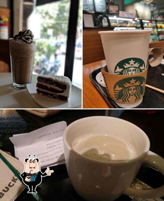 Enjoy a beverage at Starbucks