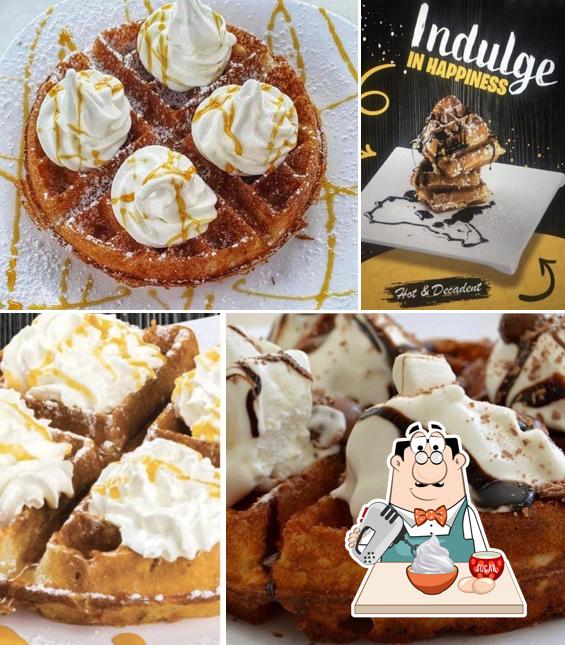 Crispy Waffles and Pizza sert une sélection de desserts