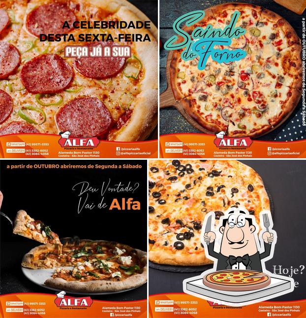 Escolha pizza no Alfa Pizzaria