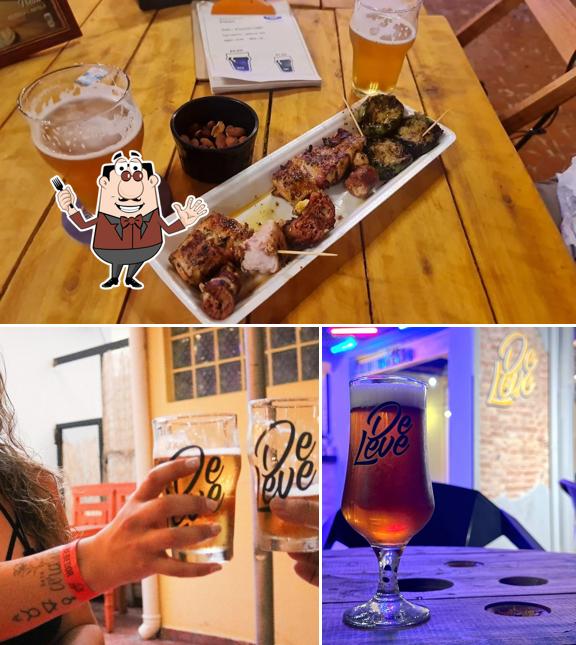 Entre diversos coisas, comida e cerveja podem ser encontrados no De Leve Bar