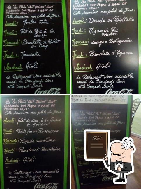 RESTAURANT LENTR AMIS offre un tableau affichant le menu