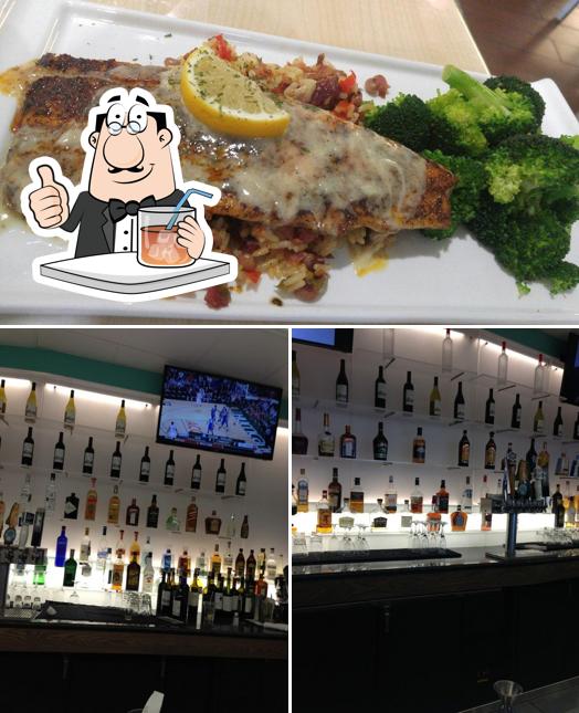 Check out the image showing drink and food at Jekyll Island Seafood