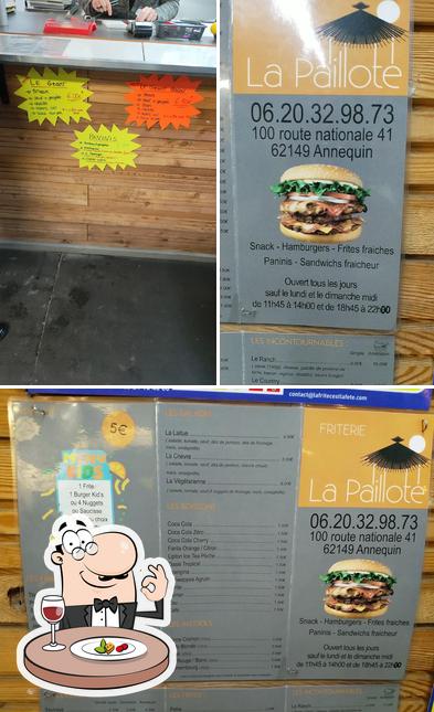 Check out the image showing food and interior at friterie la paillote