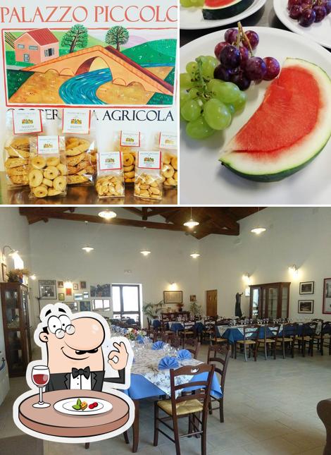 Questa è la foto che presenta la cibo e tavolo da pranzo di Agriturismo Palazzo Piccolo