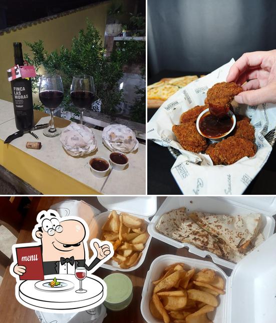 A ilustração a O Burguês - Hamburgueria Clássica’s comida e vinho