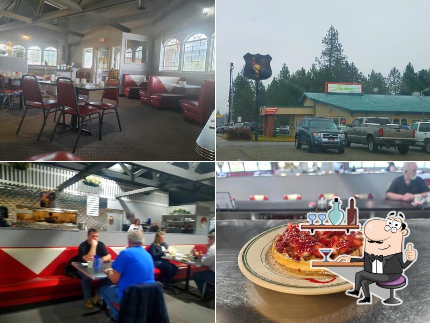 Take a seat at one of the tables at Harlow's Diner