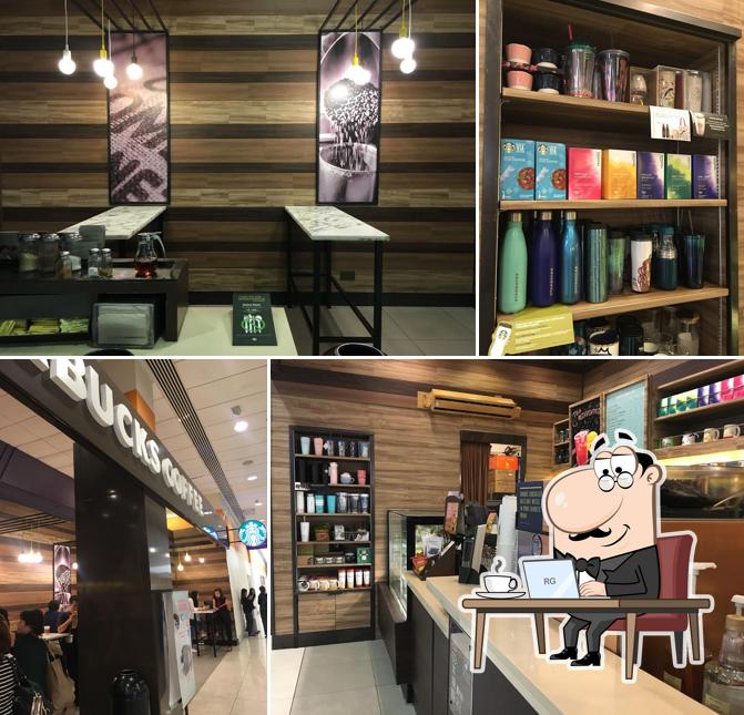 The interior of STARBUCKS Asia World Expo Shop