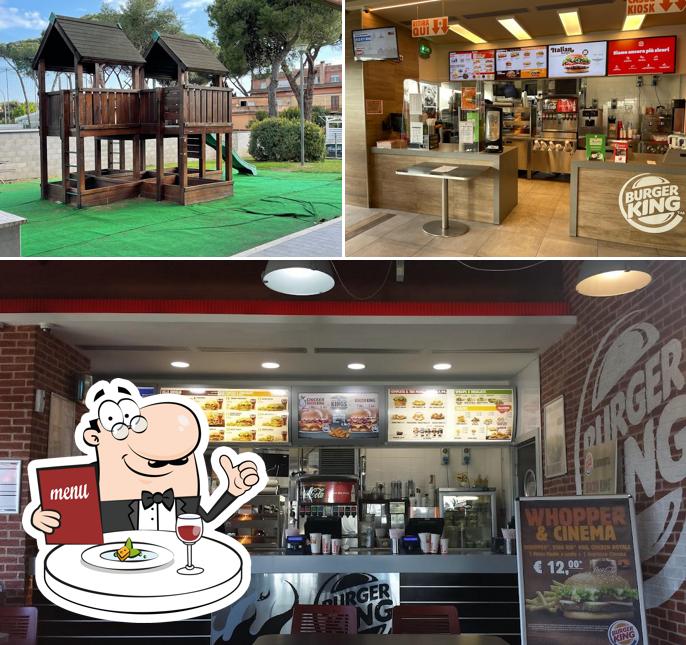 La immagine di cibo e area giochi da Burger King