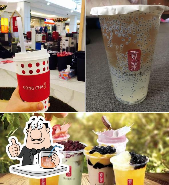 The photo of drink and food at Gong Cha 貢茶