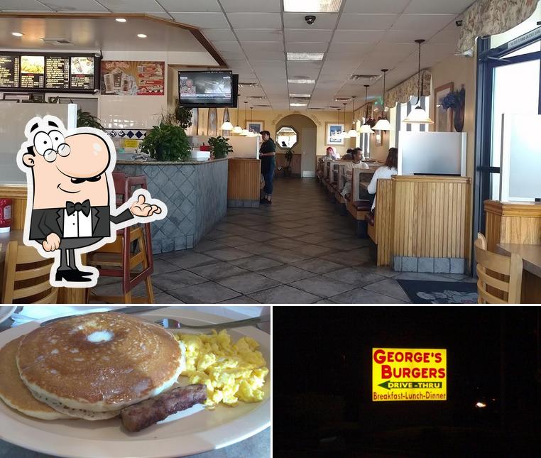 This is the image depicting interior and food at George's Burgers